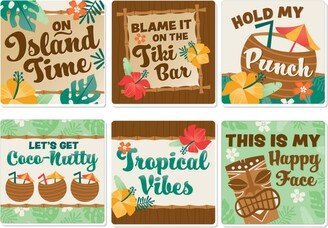 Big Dot Of Happiness Tropical Luau - Funny Hawaiian Beach Party Decorations Drink Coasters - Set of 6