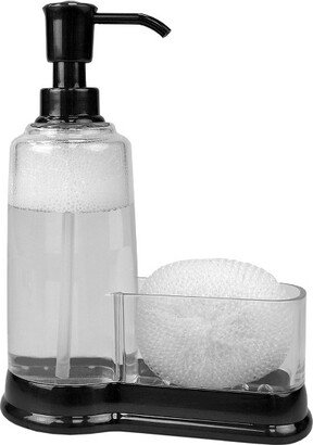 Plastic Soap Dispenser with Sponge Compartment, Black