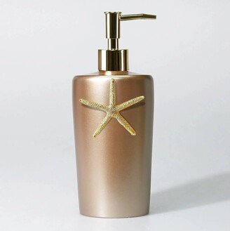 Ocean Liquid Soap Dispenser With Manual Pump in Taupe & Gold Color