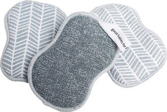 Once Again Home Co. RE:Usable Sponges, Branches Pattern, Set of 3, Gray