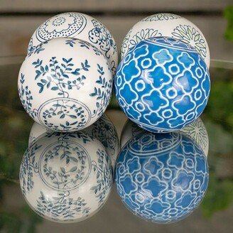 Zaer Ltd Set of 4 Assorted 4 Round Ceramic Sailor Balls Aomi - White, Blue, & Navy - 4X4X4