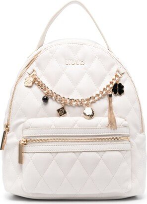 Diamond-Quilted Embellished Backpack