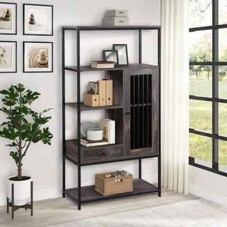 IGEMAN Vintage Brown Industrial Style Bookcase/Bookshelf for Home&Office