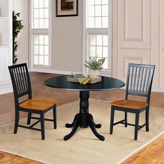 42 in Dual Drop Leaf Dining Table with 2 Dining Chairs - 3 Piece Dining Set