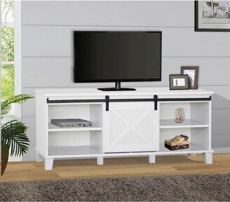 Saint Birch Austin Farmhouse Sliding Door TV Stand, White