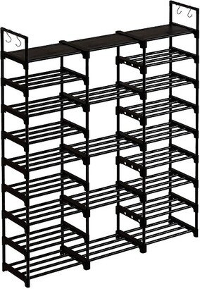 WOWLIVE 9-Tier Large Stackable Metal Shoe Rack Shelf Storage Tower Unit Cabinet Organizer for Closets, Fits 50 to 55 Pairs, Black