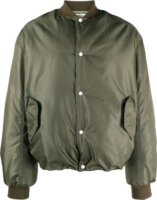 There Was One Ruched-Sleeve Padded Bomber Jacket-AA