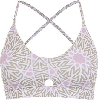 Rubisnacks Barcelona White Cream Peace Print Sports Bra