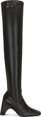 Stretch Thigh High Boots in Black