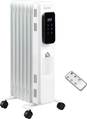 Homcom Electric Space Heater, Freestanding 161 Sq. Ft. Heater with 3 Modes, Timer, and Remote, 600/900/1500 W, White