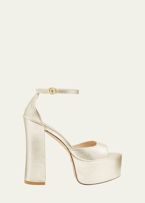 Skyhigh Metallic Ankle-Strap Platform Pumps