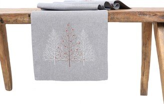 Festive Trees Embroidered Christmas Table Runner