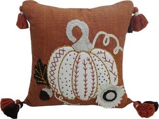 Vibhsa Pumpkin Tassels Harvest Decorative Pillow, 20 x 20 - Rust, Ivory, Black