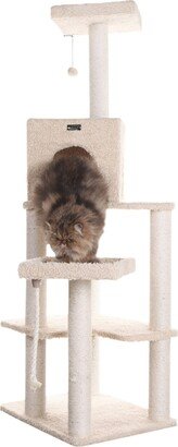 Real Wood Cat Tower, Ultra Thick Faux Fur Covered Cat Condo