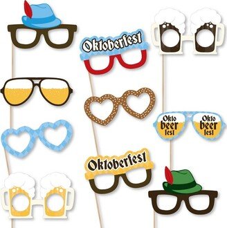 Big Dot of Happiness Oktoberfest Glasses - Paper Card Stock Party Photo Booth Props Kit - 10 Count