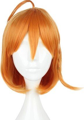 Unique Bargains Wigs Wigs for Women 14 Orange with Wig Cap Synthetic Fibre