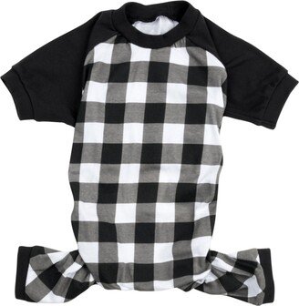 Leveret Dog Cotton Pajama Plaid Black and White - Black White