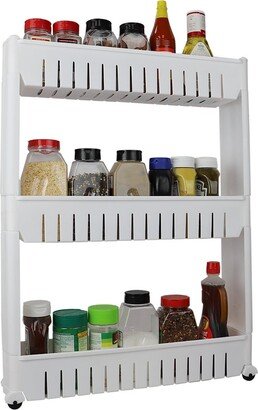 Premius 3-Tier Kitchen Storage Cart With Wheels, White, 21.5x5x28.7 Inches - 21.5x5x28.7 Inches