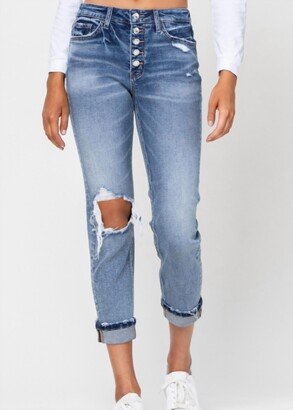 VERVET BY FLYING MONKEY On The Run Mid Rise Boyfriend Jean In Light Denim