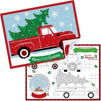 Big Dot of Happiness Merry Little Christmas Tree - Paper Red Truck and Car Christmas Party Coloring Sheets - Activity Placemats - Set of 16