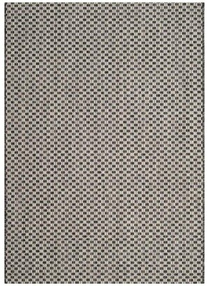 Courtyard Black and Light Gray 4' x 5'7 Sisal Weave Outdoor Area Rug