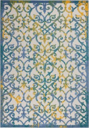 Nourison Home Aloha ALH21 6' x 9' Outdoor Area Rug - Ivory, Blue