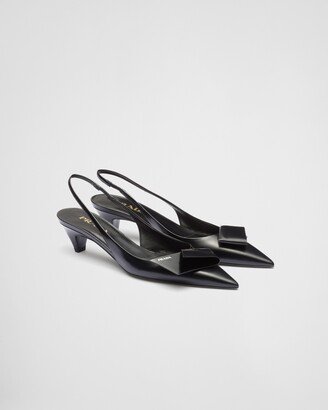 Brushed Leather Slingback Pumps-AG