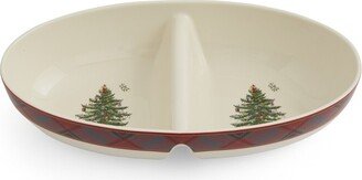 Christmas Tree Tartan Oval Divided Server - 13 Inch