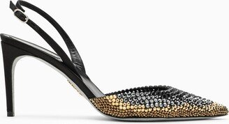 Black slingback Jackie with rhinestones