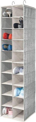 mDesign Aldo Large 20 Shelf Fabric Over Rod Closet Hanging Storage Unit - Black/cream