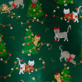 Holiday Wrap Mischief Cats Green