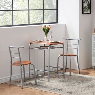 Taomika 3-Piece Dining Table Set, Dining Table & Dining Chair Set of 2 with Wine Storage Rack