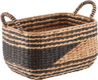 Small Water Hyacinth Basket w/ Handles Natural/Black