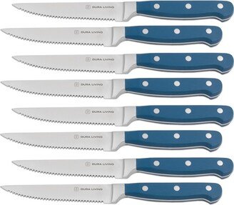 Dura Living Superior Series 8 Piece Stainless Steel Steak Knife Set, Royal Blue