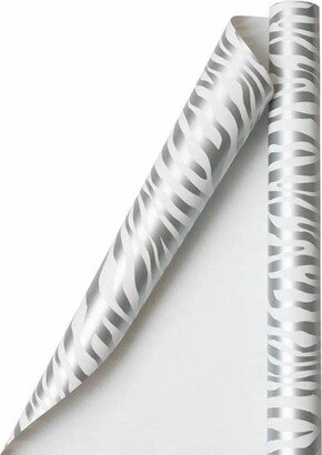 25 sqft JAM Paper & Envelope Zebra Print Gift Roll Wrap Silver