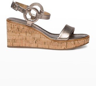 Kennedy Metallic Cork Wedge Sandals