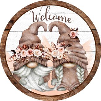 Welcome Fall Sign - Gnome Autumn Wreath Metal