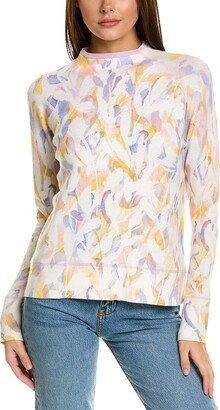 Reversible Floral Funnel Cashmere-Blend Sweater