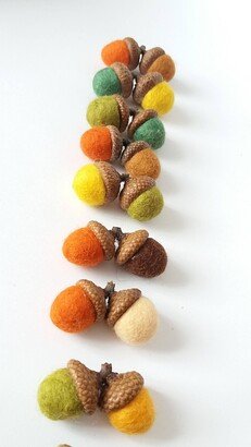 Felt Acorns, Wool Felted Acorns, Autumn Colors Twins Fall Home Decor, Thanksgiving Wedding Twins Acorns