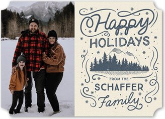 Holiday Cards: Snowy Mountains Holiday Card, Blue, 5X7, Holiday, Matte, Signature Smooth Cardstock, Ticket