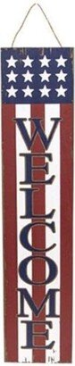 Patriotic Wooden Porch Sign Welcome - 42.5 high by 9.5 wide.