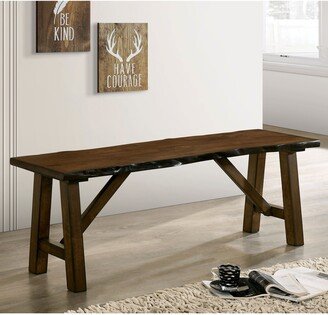 Leesie Farmhouse Live Edge Brown Wood Bench