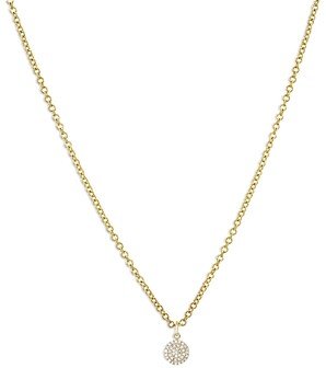 Zoe Lev 14K Yellow Gold Diamond Pave Disc Pendant Necklace, 16-18