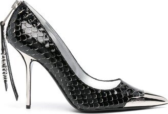 110mm Snakeskin-Effect Leather Pumps