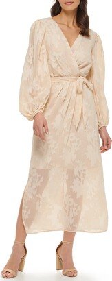 Women's Tie Waiste Burnout Chiffon Maxi Dress