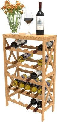 Hastings Home 25-Bottle Holder Freestanding Rack with Tabletop, Brown