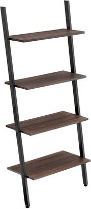 VASAGLE Industrial Ladder Shelf, 4-Tier Bookshelf, Storage Rack Shelves, for Living Room, Kitchen, Office, Rustic Dark Brown