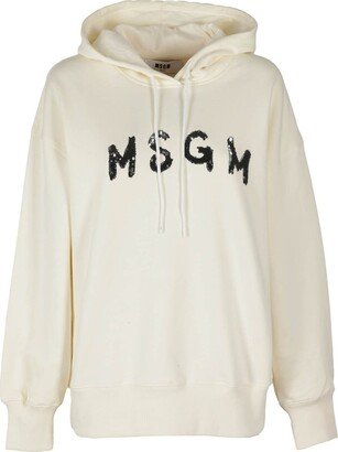 Logo Sequin-Embellished Drawstring Hoodie-AA