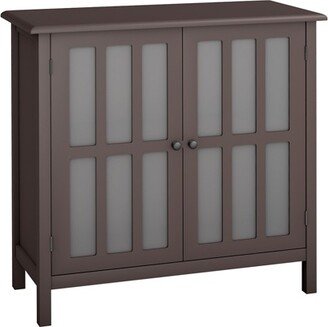 Tangkula Storage Sideboard Glass Door Accent and Display Cabinet Brown