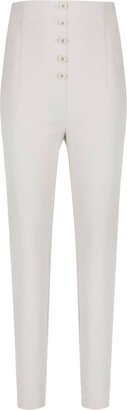 High-Waisted Stretch-Cotton Trousers